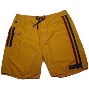 Timberland Sports Series Men XL Yellow Cotton Nylon Blend 8" Board Shorts EUC